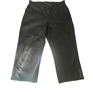 FDJ Women 10 Navy Cotton Dark Denim High Waist Wide Leg Leg Crop‎ Pant Cl…